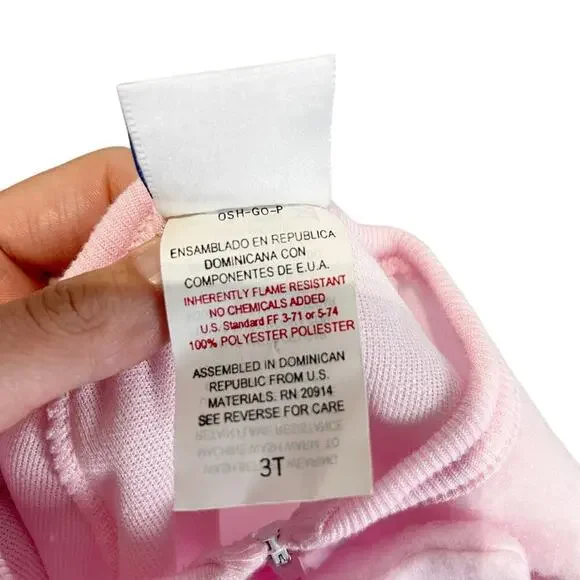 Osh Kosh B'Gosh VINTAGE Pink Footed Pajama Sleeper Zip up Fleece Baby Size 3T - Picture 8 of 8